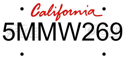 5MMW269 California License Plate