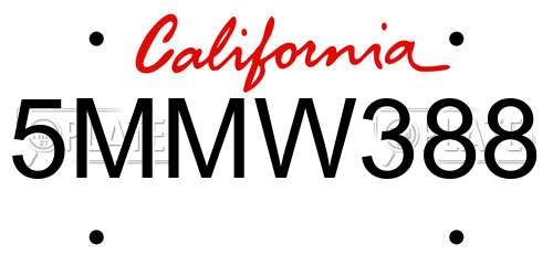 5MMW388 California License Plate