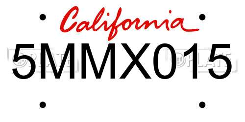 5MMX015 California License Plate