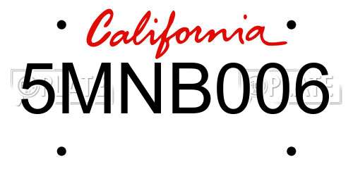 5MNB006 California License Plate