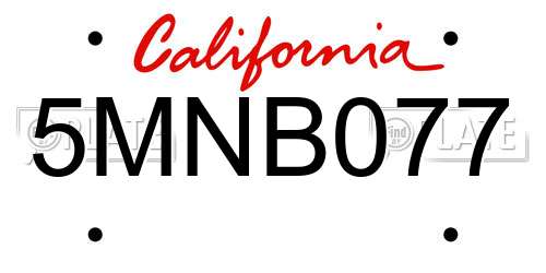 5MNB077 California License Plate