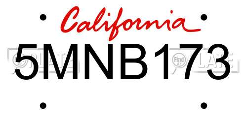 5MNB173 California License Plate