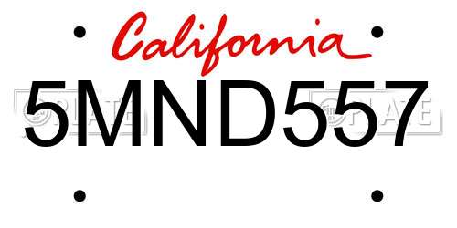 5MND557 California License Plate