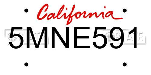 5MNE591 California License Plate