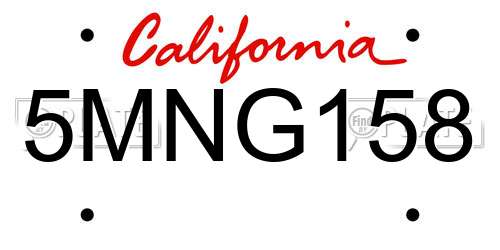 5MNG158 California License Plate