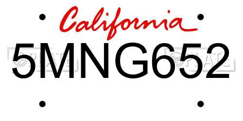 5MNG652 California License Plate