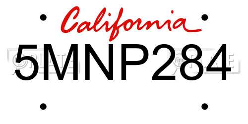 5MNP284 California License Plate