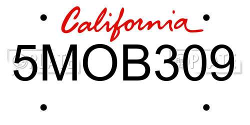 5MOB309 California License Plate