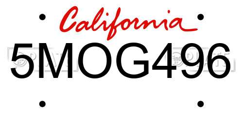 5MOG496 California License Plate