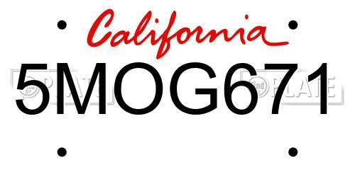5MOG671 California License Plate