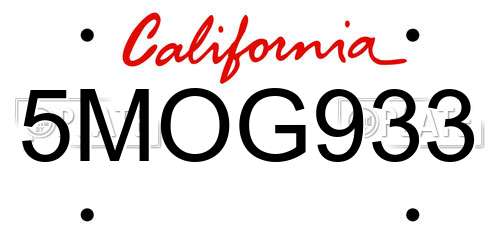 5MOG933 California License Plate