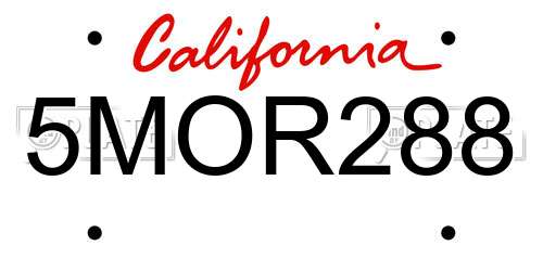 5MOR288 California License Plate