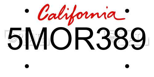 5MOR389 California License Plate