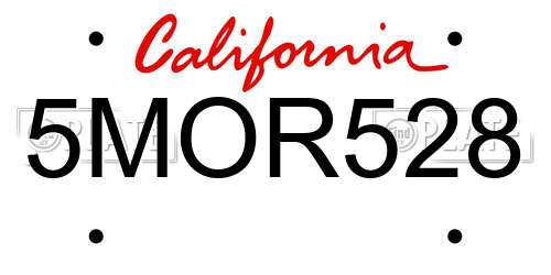 5MOR528 California License Plate
