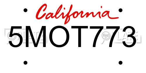 5MOT773 California License Plate