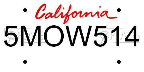 5MOW514 California License Plate