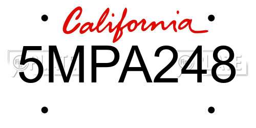 5MPA248 California License Plate