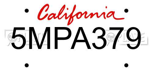 5MPA379 California License Plate
