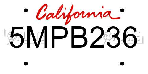 5MPB236 California License Plate
