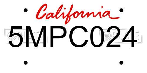 5MPC024 California License Plate
