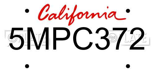 5MPC372 California License Plate