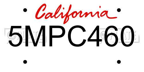 5MPC460 California License Plate