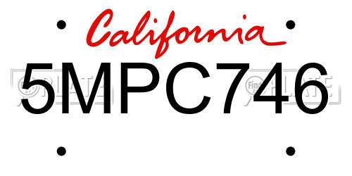 5MPC746 California License Plate