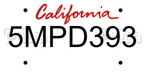 5MPD393 California License Plate