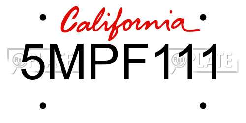 5MPF111 California License Plate