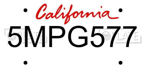 5MPG577 California License Plate