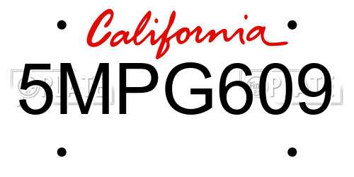 5MPG609 California License Plate