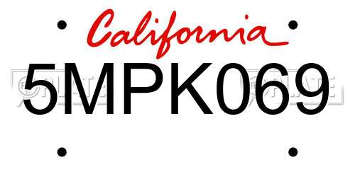 5MPK069 California License Plate