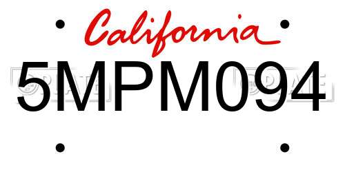 5MPM094 California License Plate