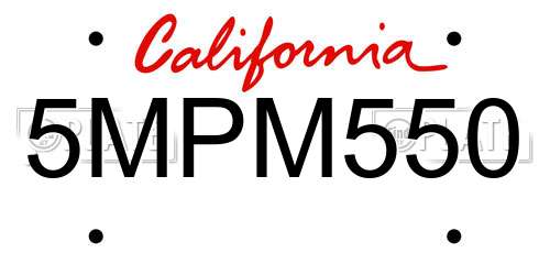 5MPM550 California License Plate