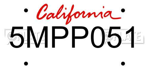 5MPP051 California License Plate