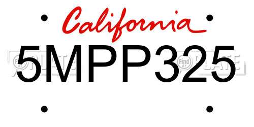 5MPP325 California License Plate
