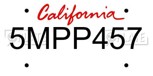 5MPP457 California License Plate