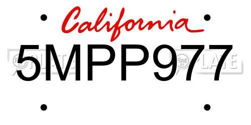 5MPP977 California License Plate