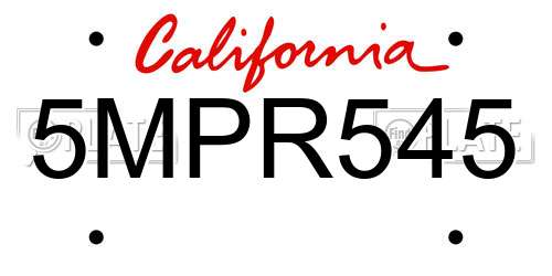 5MPR545 California License Plate
