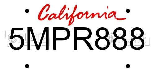 5MPR888 California License Plate