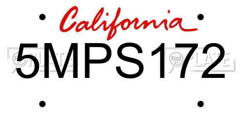 5MPS172 California License Plate