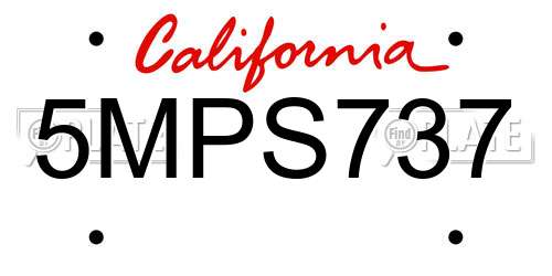 5MPS737 California License Plate
