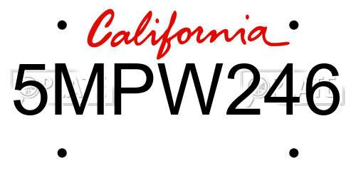 5MPW246 California License Plate