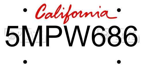 5MPW686 California License Plate