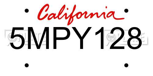 5MPY128 California License Plate