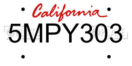 5MPY303 California License Plate
