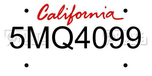 5MQ4099 California License Plate