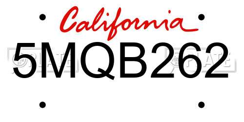 5MQB262 California License Plate