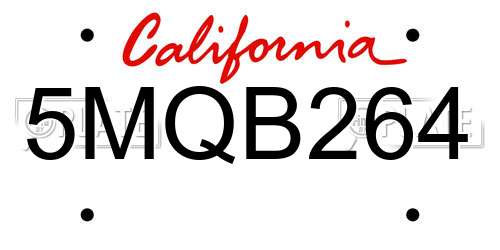 5MQB264 California License Plate