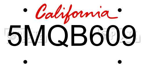 5MQB609 California License Plate